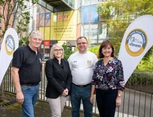 L-R: Artie Clifford, Chairperson Blas na hÉireann, Prof Sarah Culloty, Head of College, College of Science, Engineering and Food Science, UCC, Prof. Joe Kerry, Food Packaging Group, School of Food and Nutritional Sciences and Prof Mairead Kiely, Head, School of Food and Nutritional Sciences, UCC . Photo By Tomas Tyner, UCC.